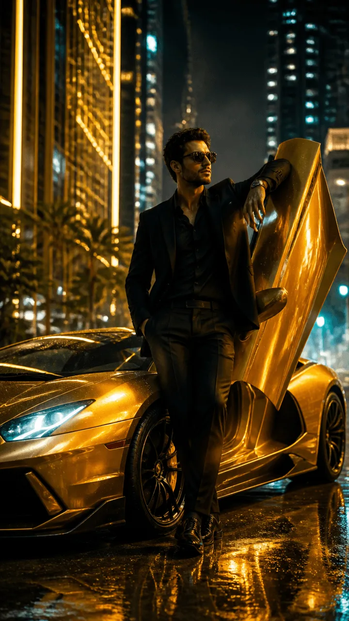 Golden Sports Car